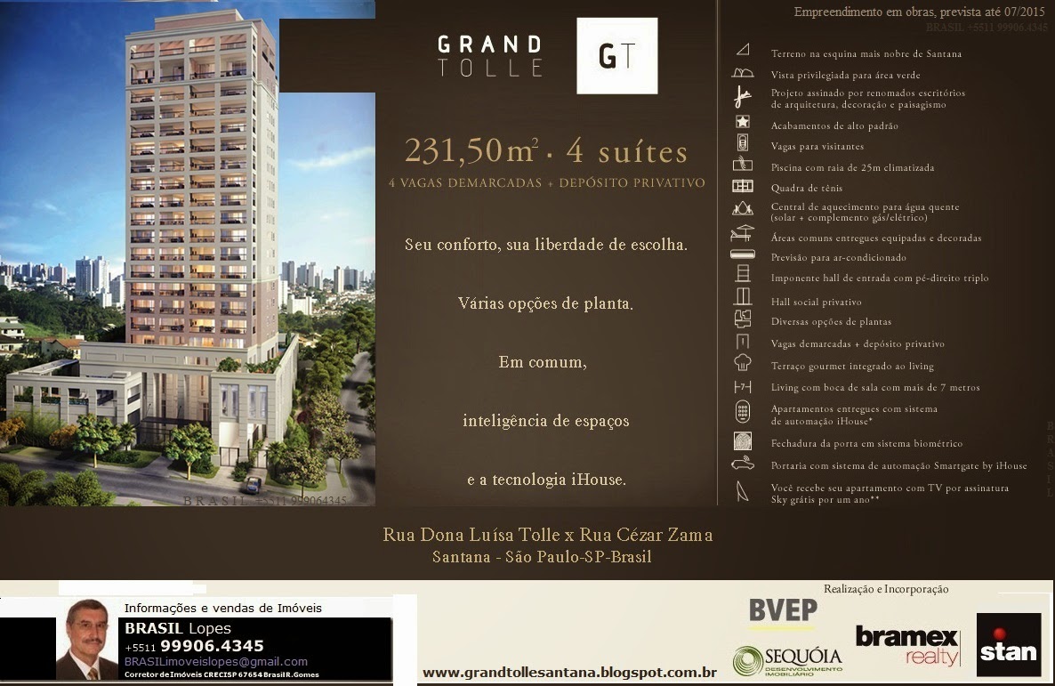 GRAND TOLLE - Apartamentos de alto padrão, 230m², 4 suítes, 4 vagas - Santana-São Paulo-SP