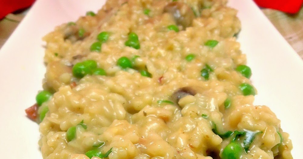 Bacon, Butter, Cheese & Garlic Pancetta, Pea & Mushroom Risotto