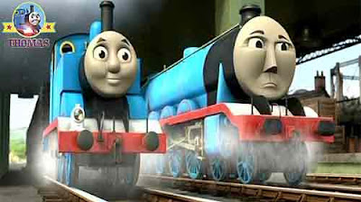 Shipping cargo landing stage Thomas the tank engine at Brendam docks fast express Gordon the train