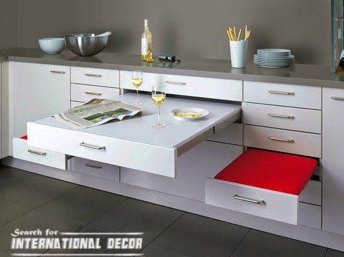 pull out drawers,pull out shelves, retractable table in the kitchen