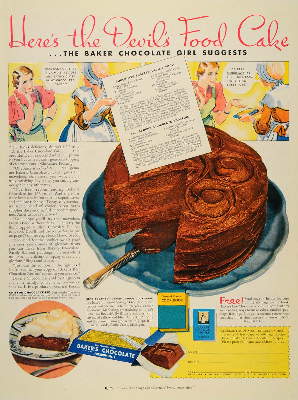 Vintage Recipe Blog: 1933 Devil's Food Cake Recipe