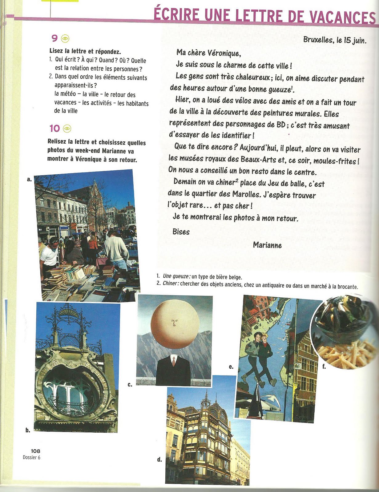 Ma classe de FLE Ecrire une lettre de vacances