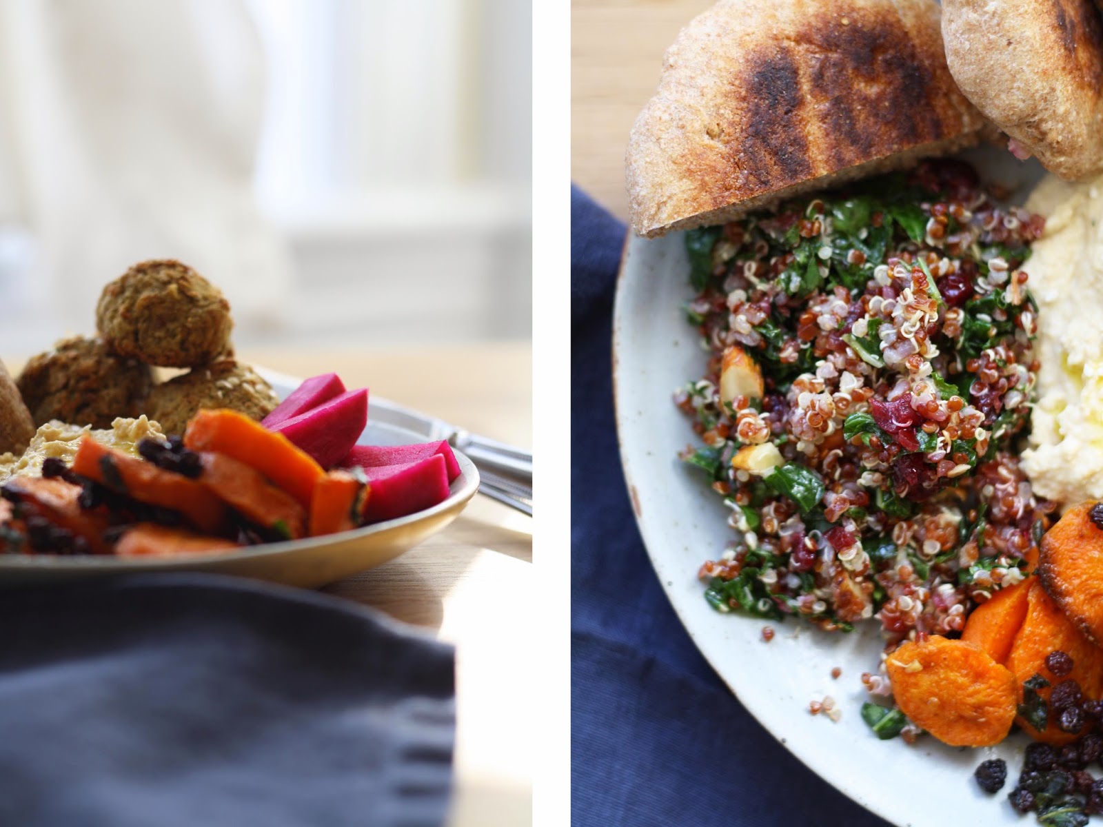 A Middle Eastern Lunch Plate with Pickled Turnips, Spicy Carrots + Quinoa | Sevengrams