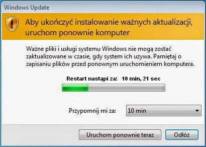 Windows Update - automatyczny restart komputera pomimo niezapisania danych użytkownika Windows Update - Pomimo nie zapisania danych użytkownika nastąpi samoczynny, automatyczny restart komputera nawet gdy jest przy nim ale okna zasłaniają komunikat o restarcie PC z Windows