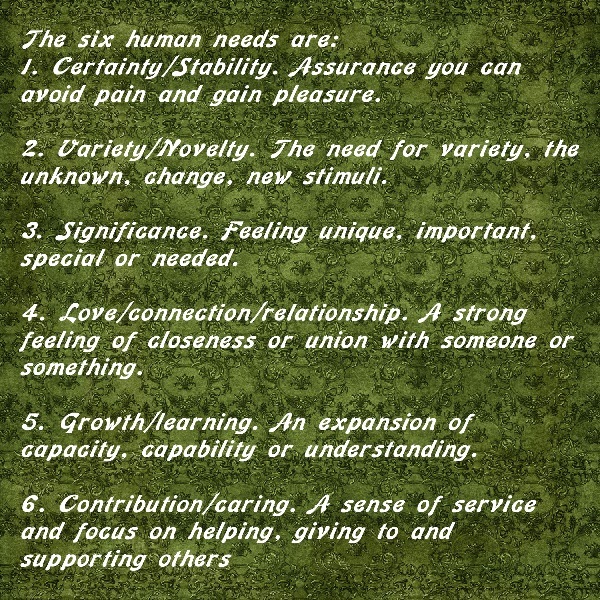 Six Human Needs Of Your Students Six Human Needs Of Your Students