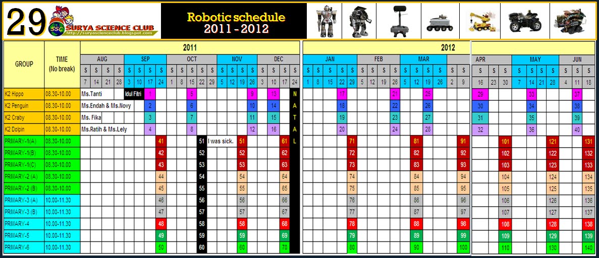 Robotic schedule 2011-2012