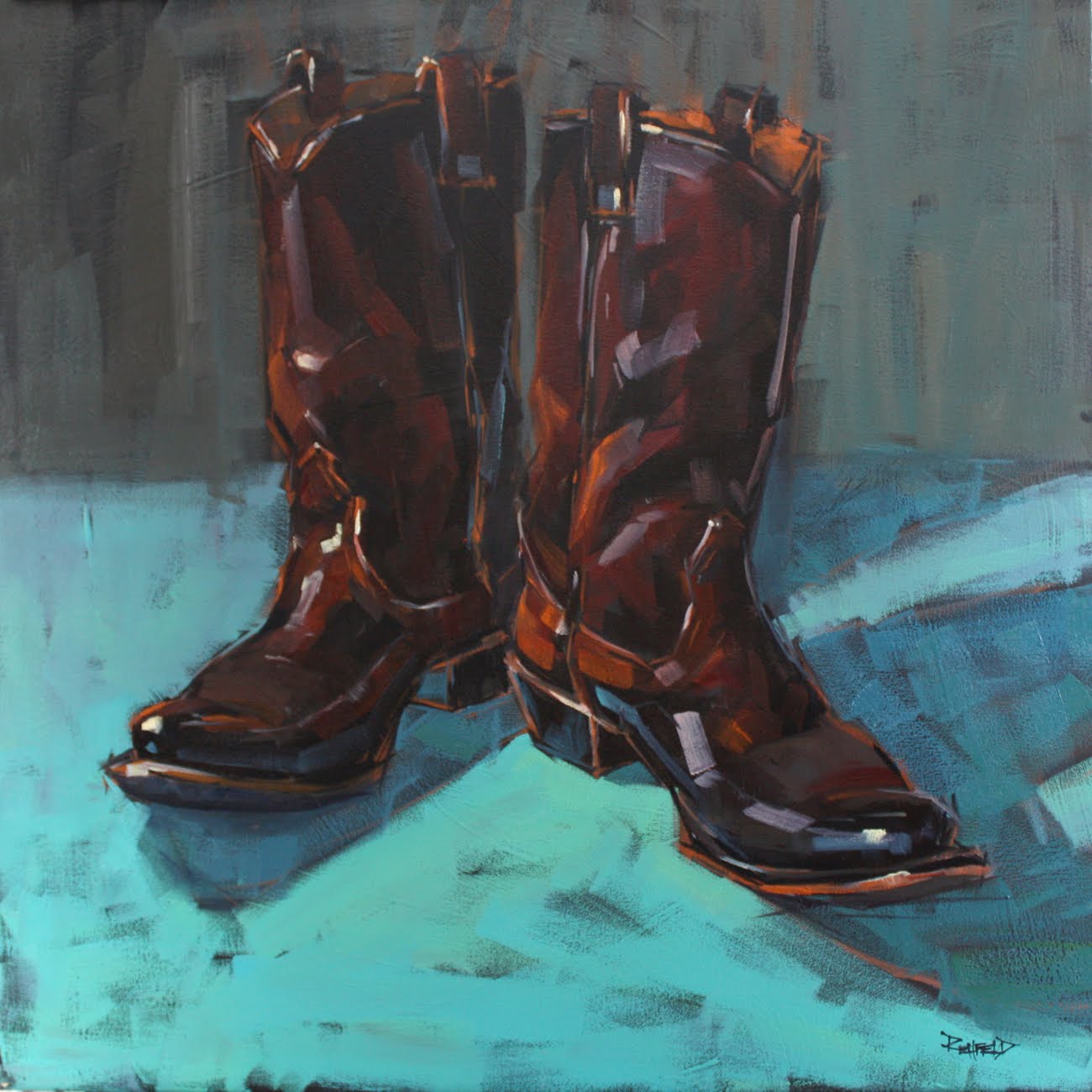 Cathleen Rehfeld • Large Original Oil Paintings Texas Boots sold