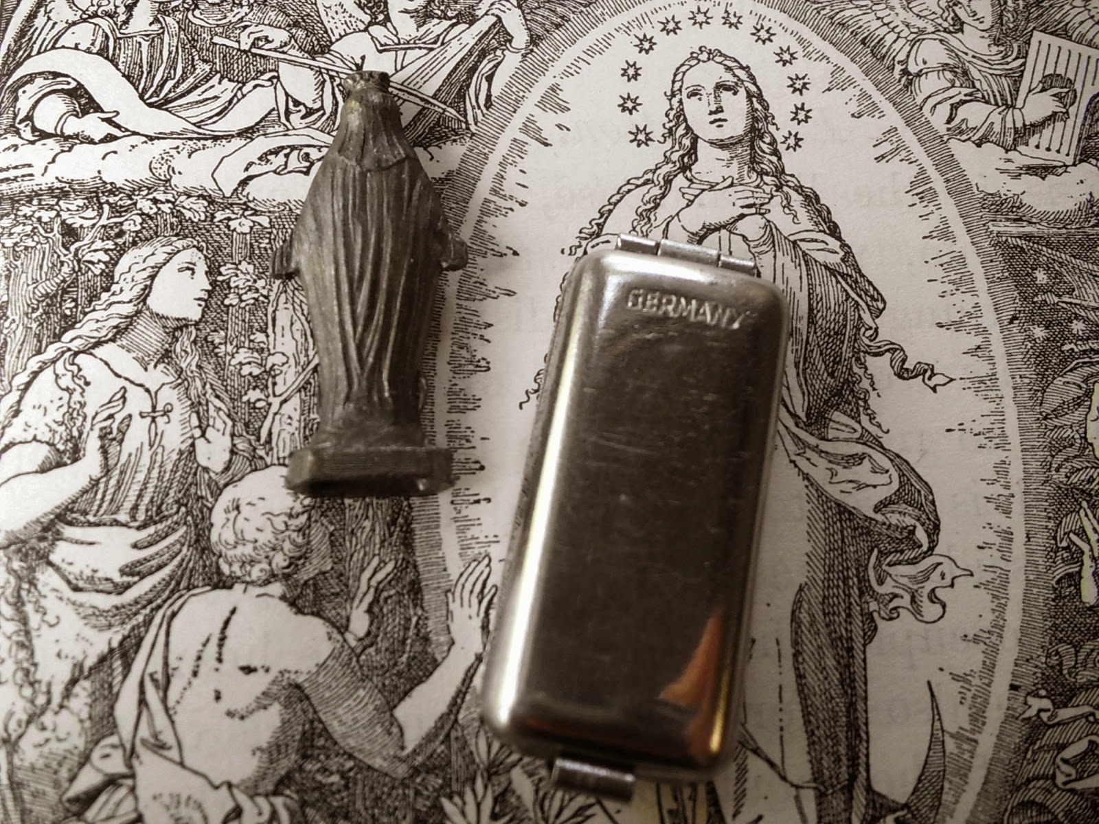 Vintage Religious Medals Antique Old Vintage Germany Virgin Mary