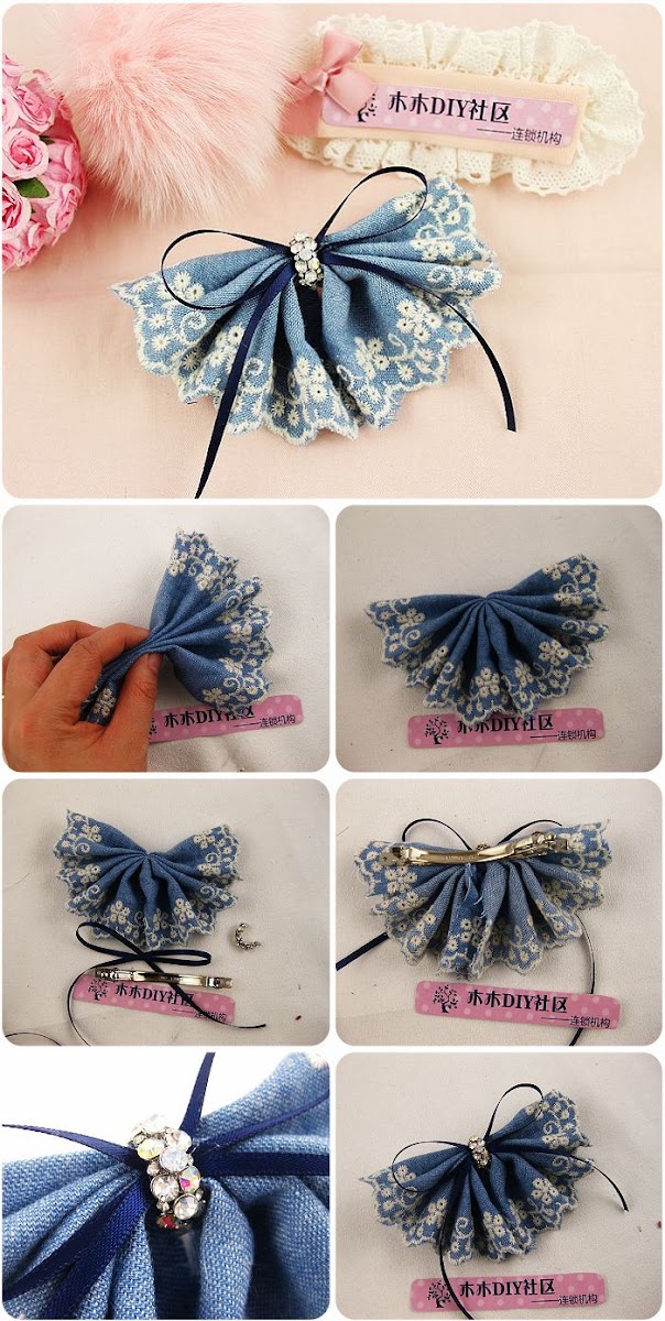 Diy Denim Lace Flower Head Pin DIY & Crafts Tutorials
