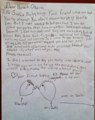 carta de niña con padres gays a obama