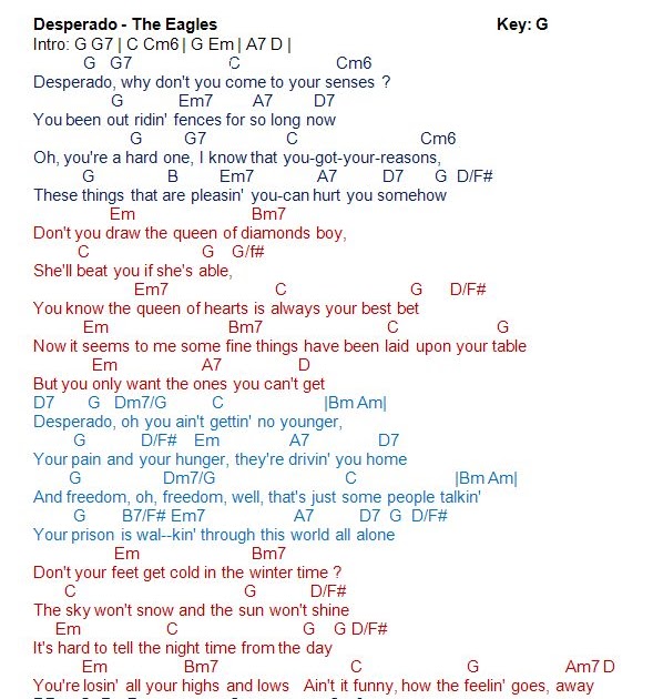 Eagles Desperado lyrics  Eagles songs lyrics, Desperado lyrics, Music words
