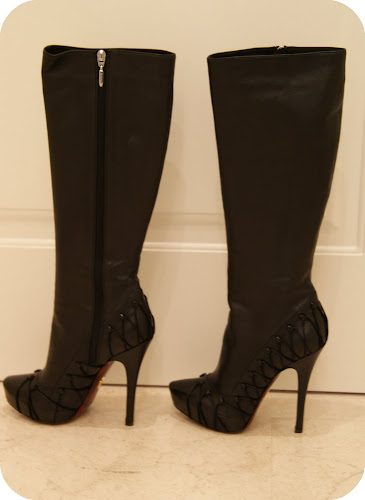 Christian Louboutin Sempre Monica Over The Knee Boots Black Leather Size 36