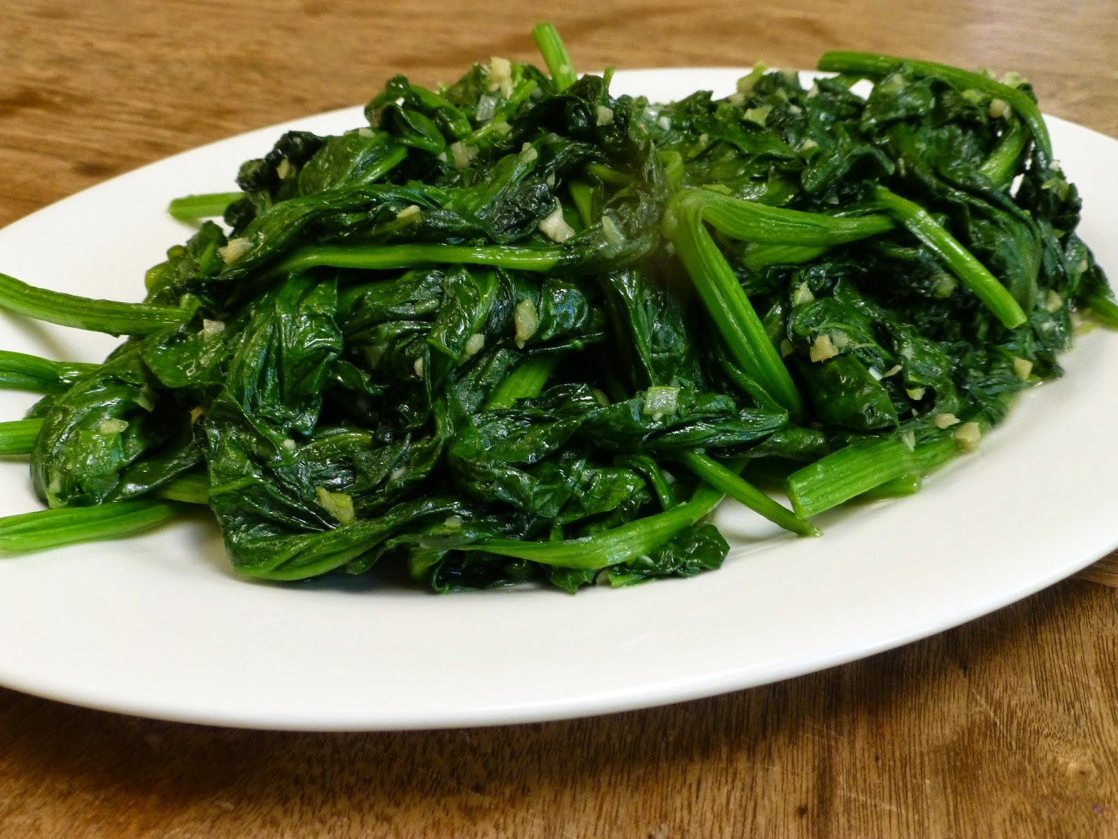 COOK WITH SUSAN Chinese Spinach with ginger, garlic and green onions