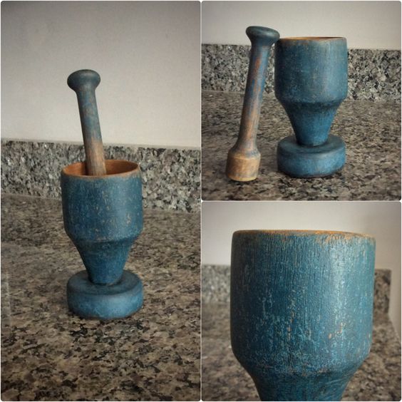 Antique Mortar/Pestle Painted Blue