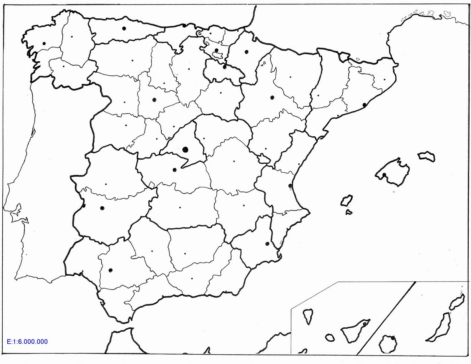 mapa politico de espana en blanco y negro para imprimir