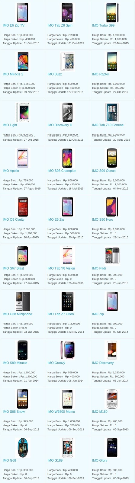 Daftar Harga Hp IMO Januari 2016 Daftar Harga Hp IMO Januari 2016