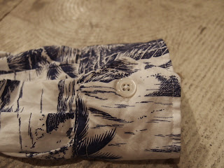 Engineered Garments classic shirt in white with navy surf print