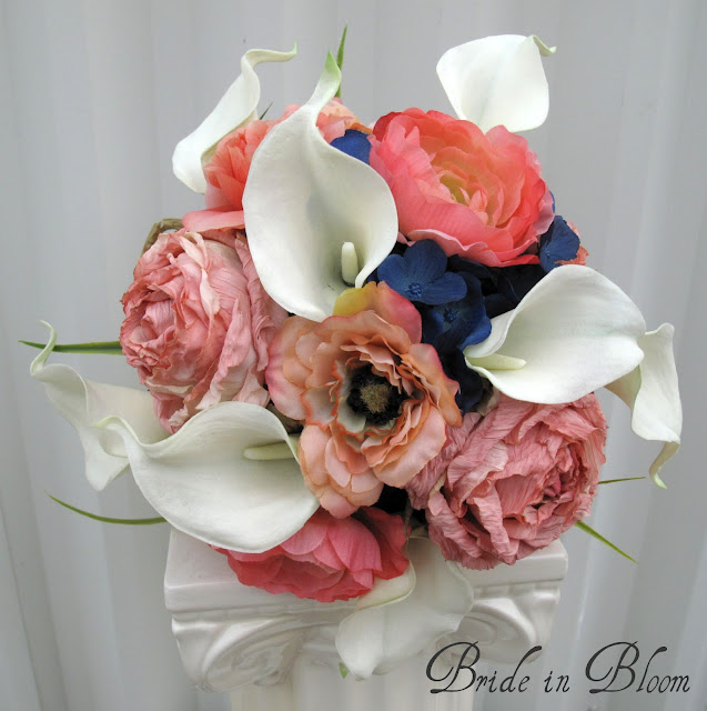 Navy Blue Coral Wedding Bouquets Navy Blue Coral Wedding Bouquets