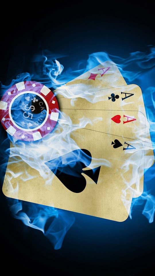 Four Aces Poker Burning Blue Fire  Android Best Wallpaper