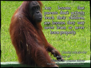 Any lessons that parents don’t actively teach their children, are lessons they may never learn or never learn properly.