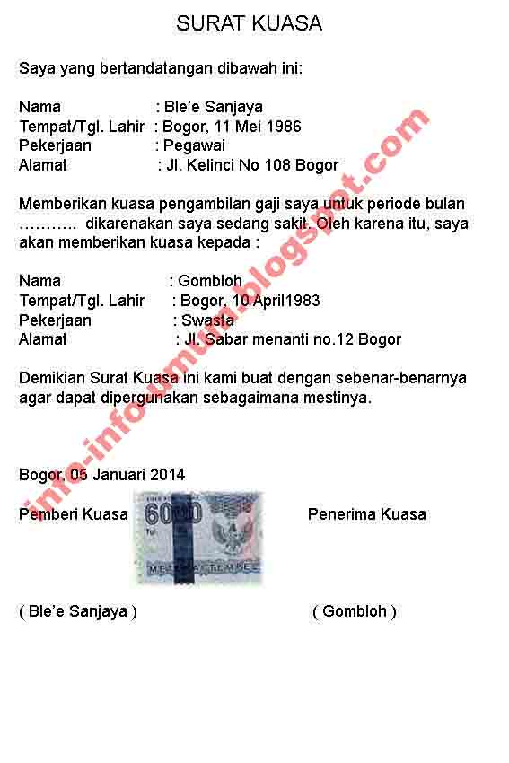 Saling Berbagi Contoh Surat Kuasa