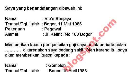 SALING BERBAGI: Contoh surat kuasa