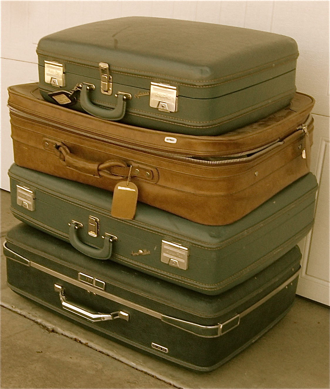 The Backyard Boutique by Five to Nine Furnishings Stack of Vintage Suitcases