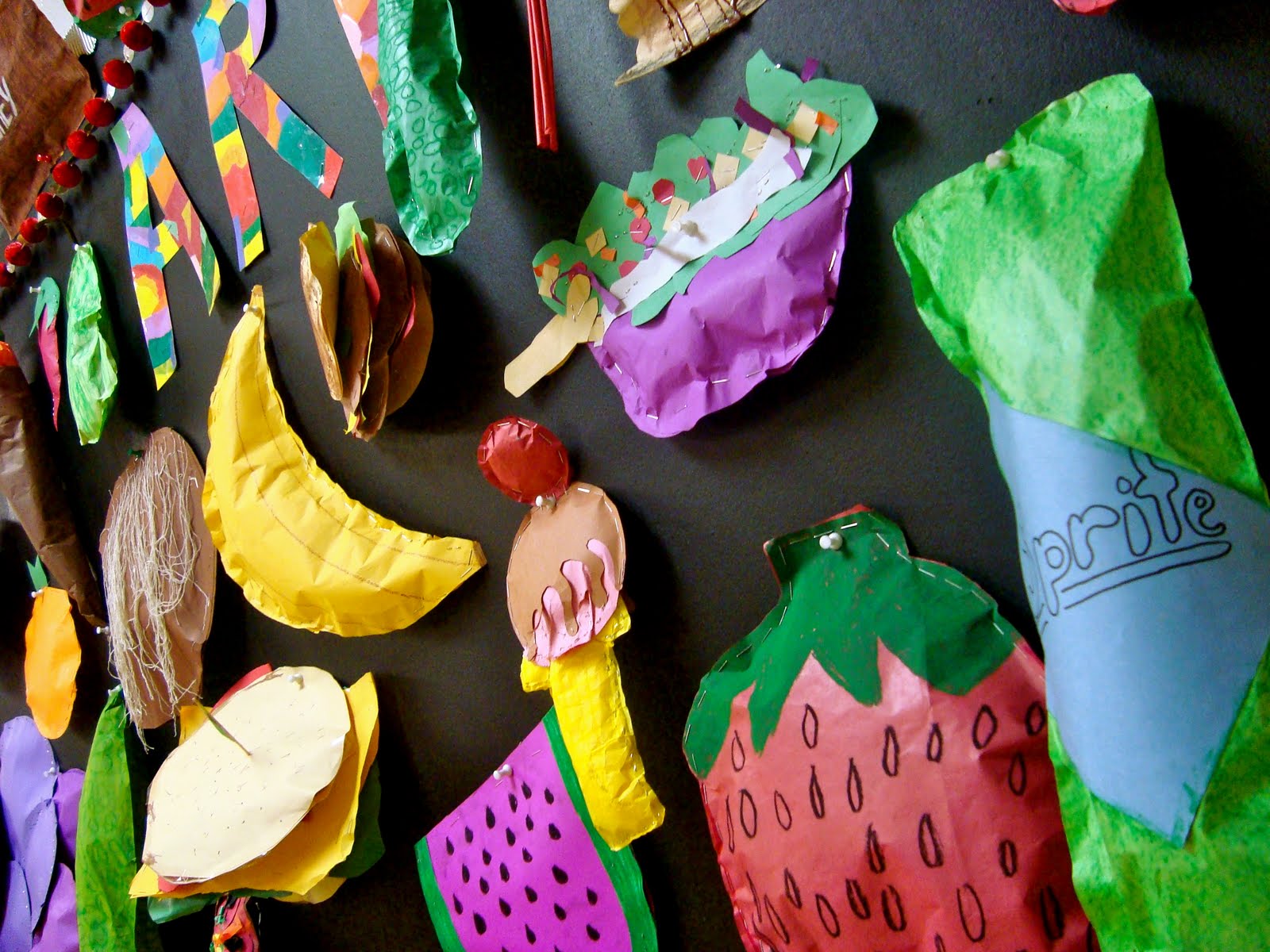 Kirby Middle Visual Art Paper Food Sculptures