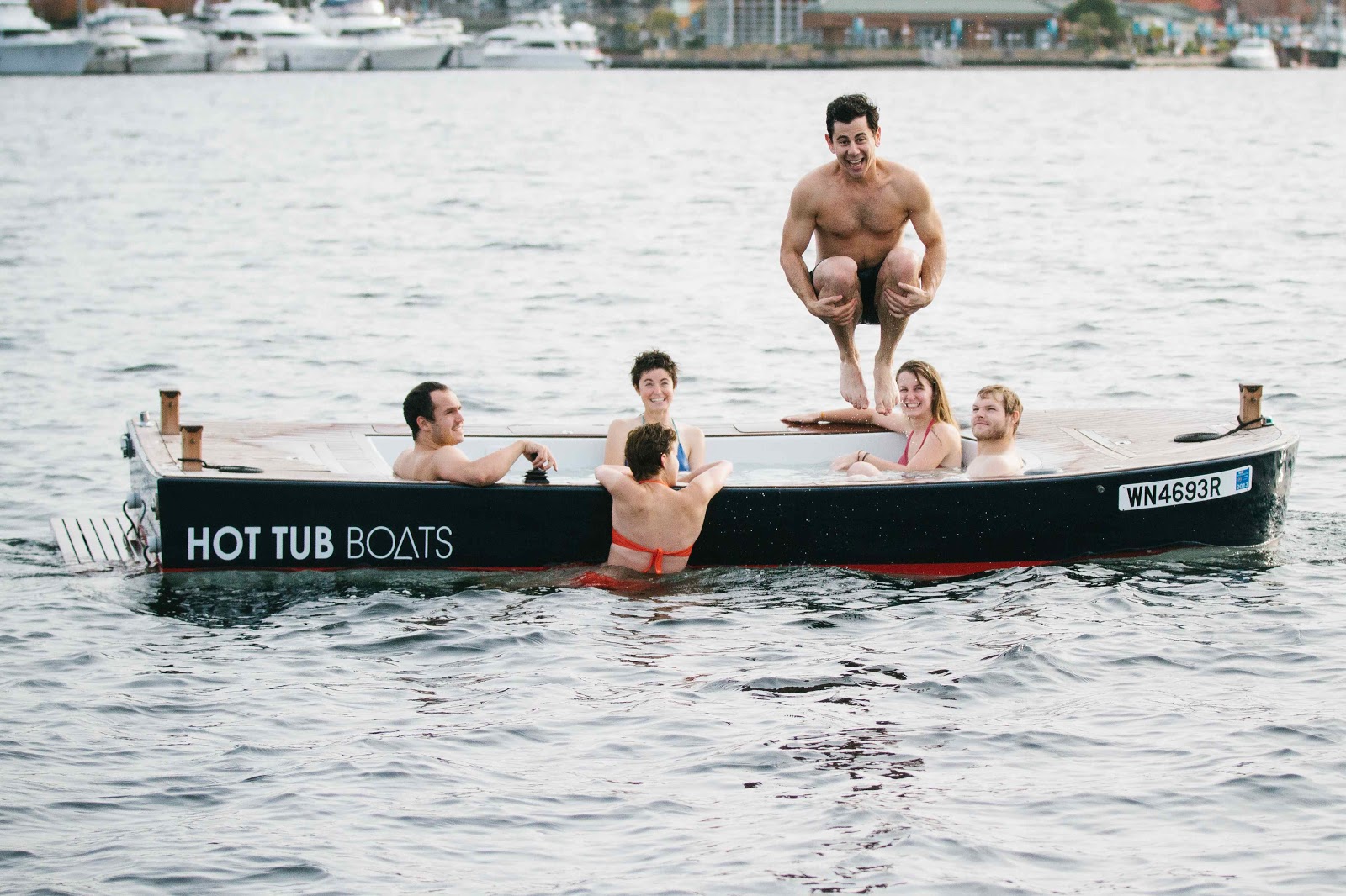 Soak and Float in a Boat that is also a Hot Tub.