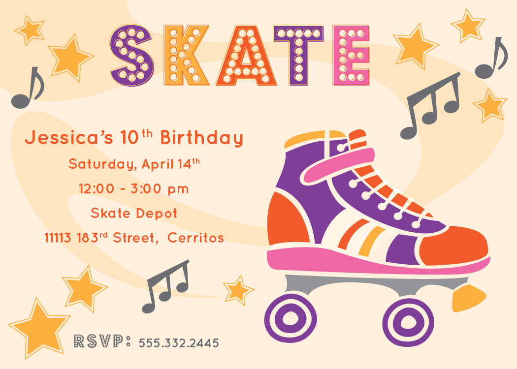 river & bridge retro roller skate party invitation // free printable