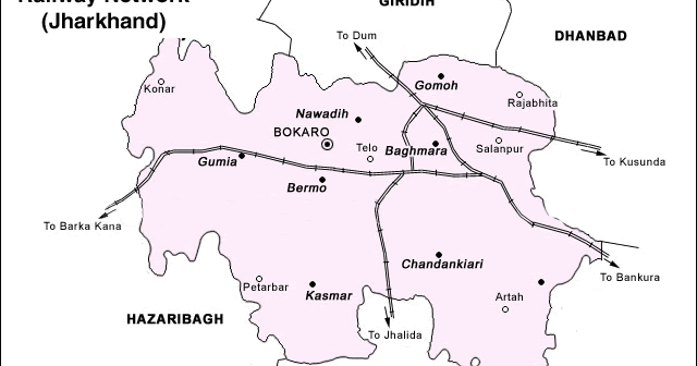 Bokaro In India Map Rail-Map-India: Bokaro Railways Map