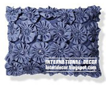 folk rosette cushion model, purple flowers cushion model