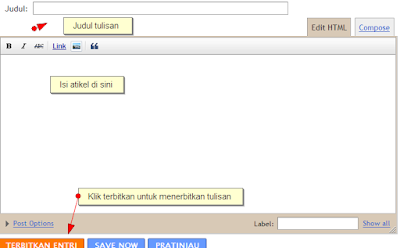 Menulis posting di blogger blogspot