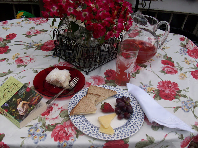 Dining alfresco in the spring garden. Coconut cake recipe