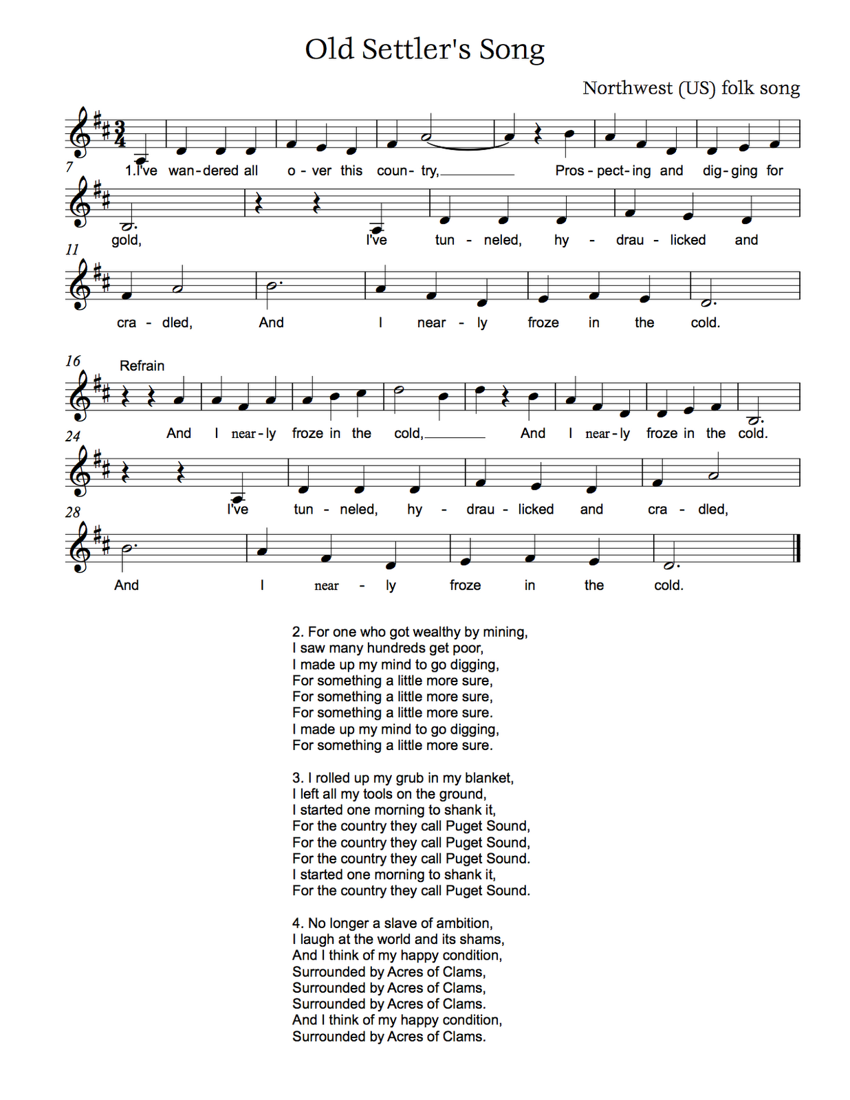 Folk Songs in 3/4 Time Exclusive Music