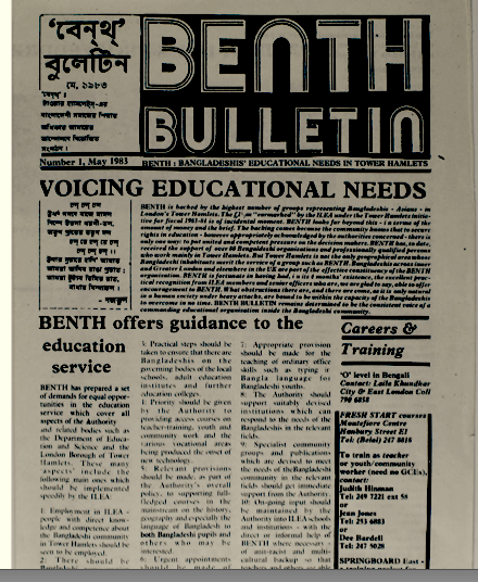 The BENTH BULLETIN - 30 years and five months ago, the Educational Voice of the Community