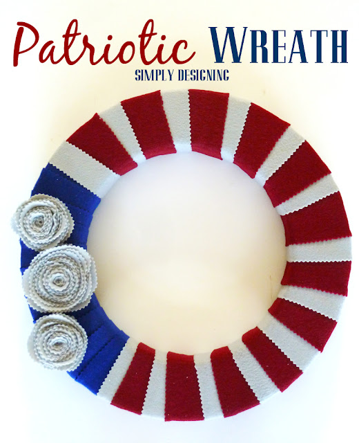 Patriotic Felt Wreath - #redwhiteblue #patriotic #memorialday #4thofJuly