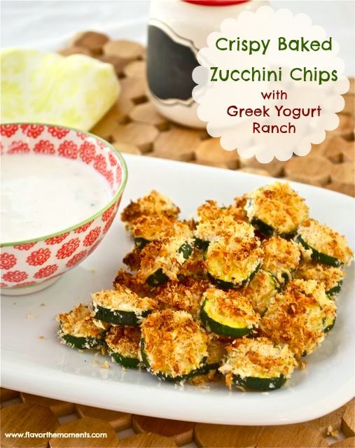 Crispy Baked Zucchini Chips & Greek Yogurt Ranch from Flavor the Moments 