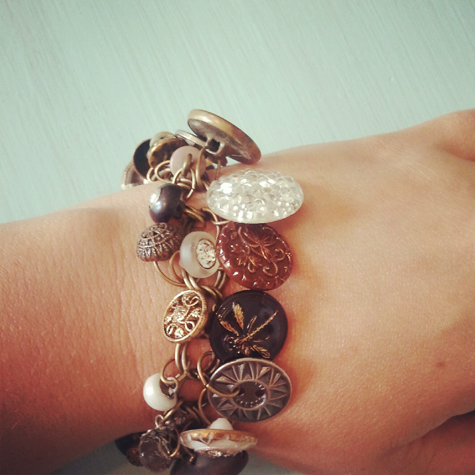 Kensington Cottage Vintage Button Charm Bracelet