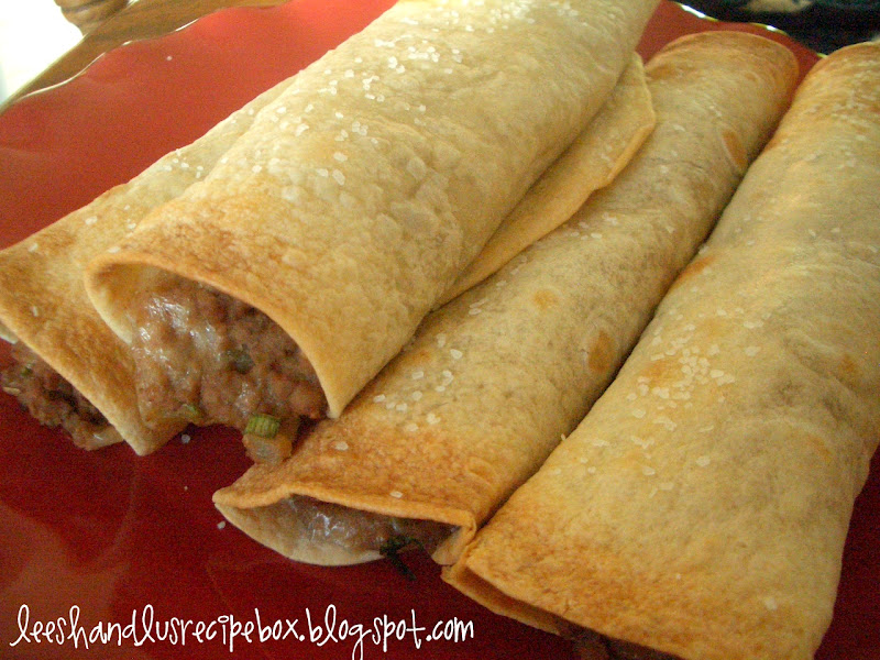 Leesh & Lu's Recipe Box {Baked} Beef & Bean Taquitos