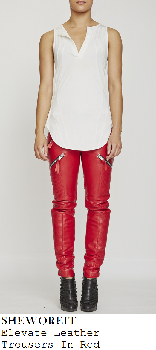 fleur-east-bright-red-zip-detail-leather-trousers-x-factor fleur-east-bright-red-zip-detail-leather-trousers-x-factor