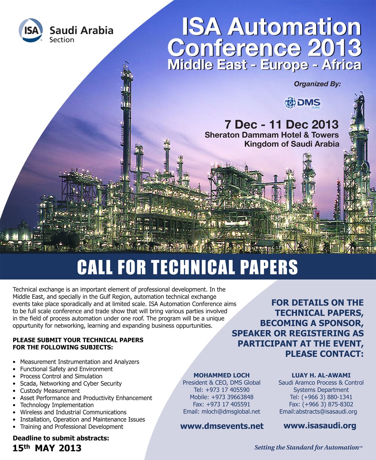 ISA District 12 Paper call for automation event in Saudi