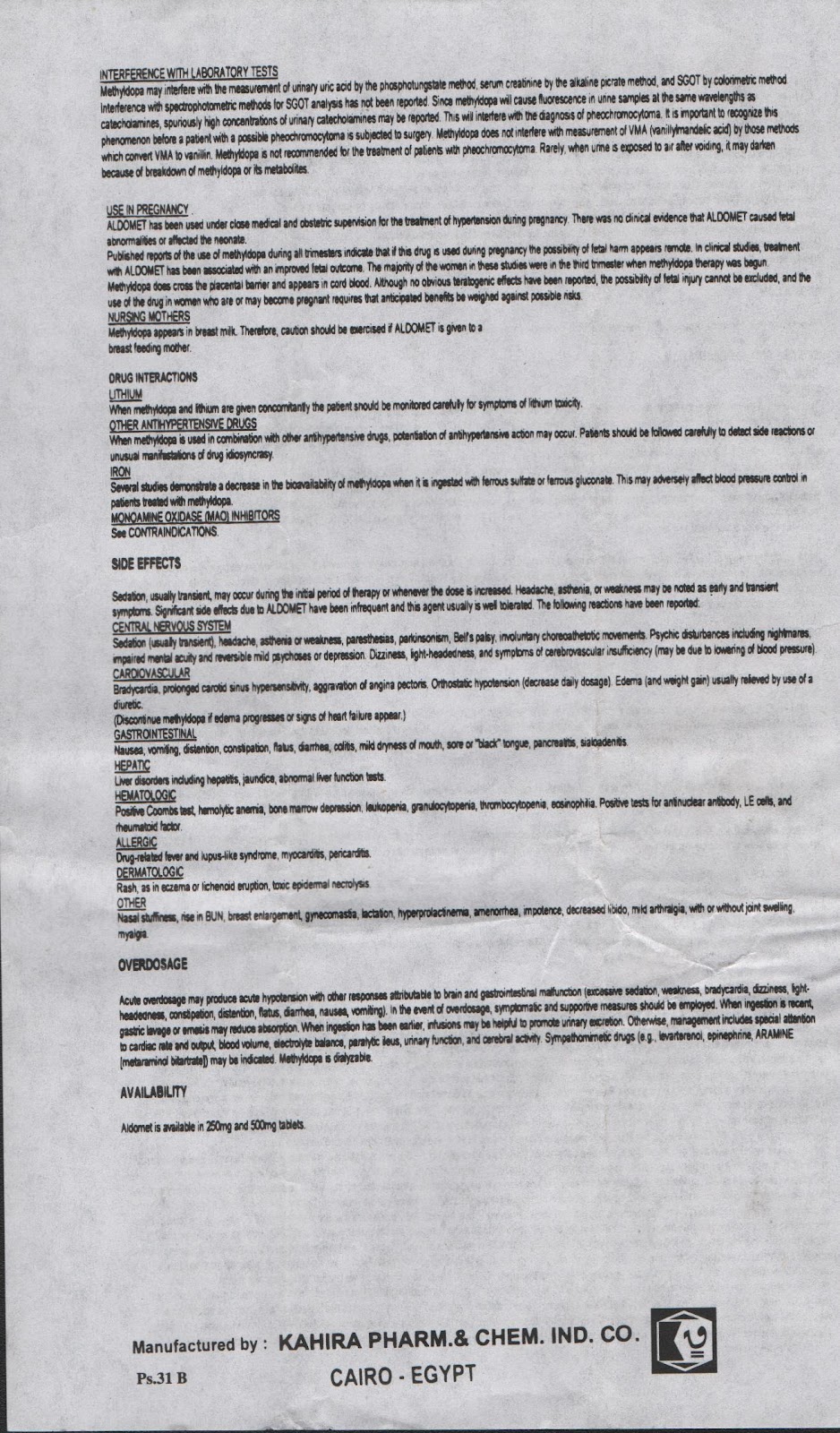 Drug Pamphlet Aldomet (rest of pamphlet)