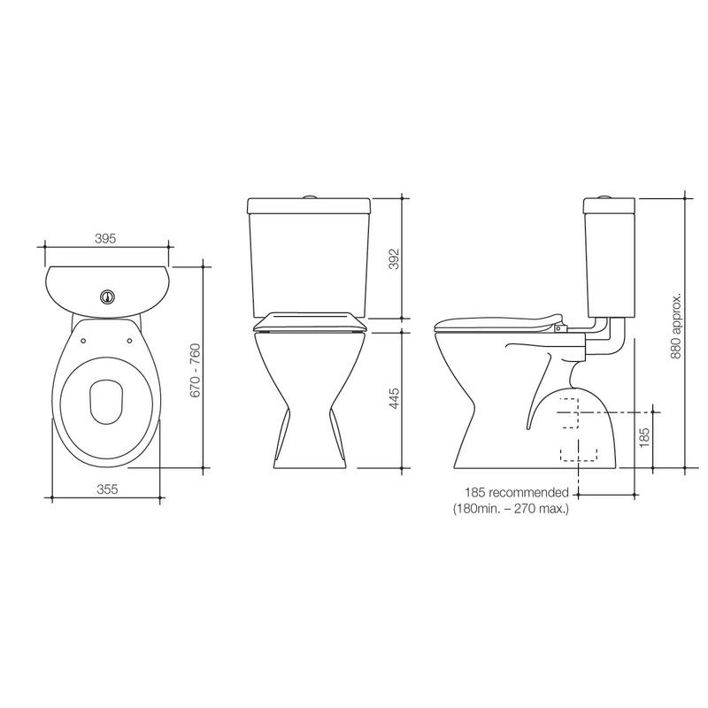 Modecor Toilet Suites Caroma Profile 4 Easy Height Connector Toilet Suite