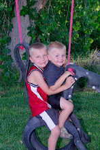cute brothers on the horse swing