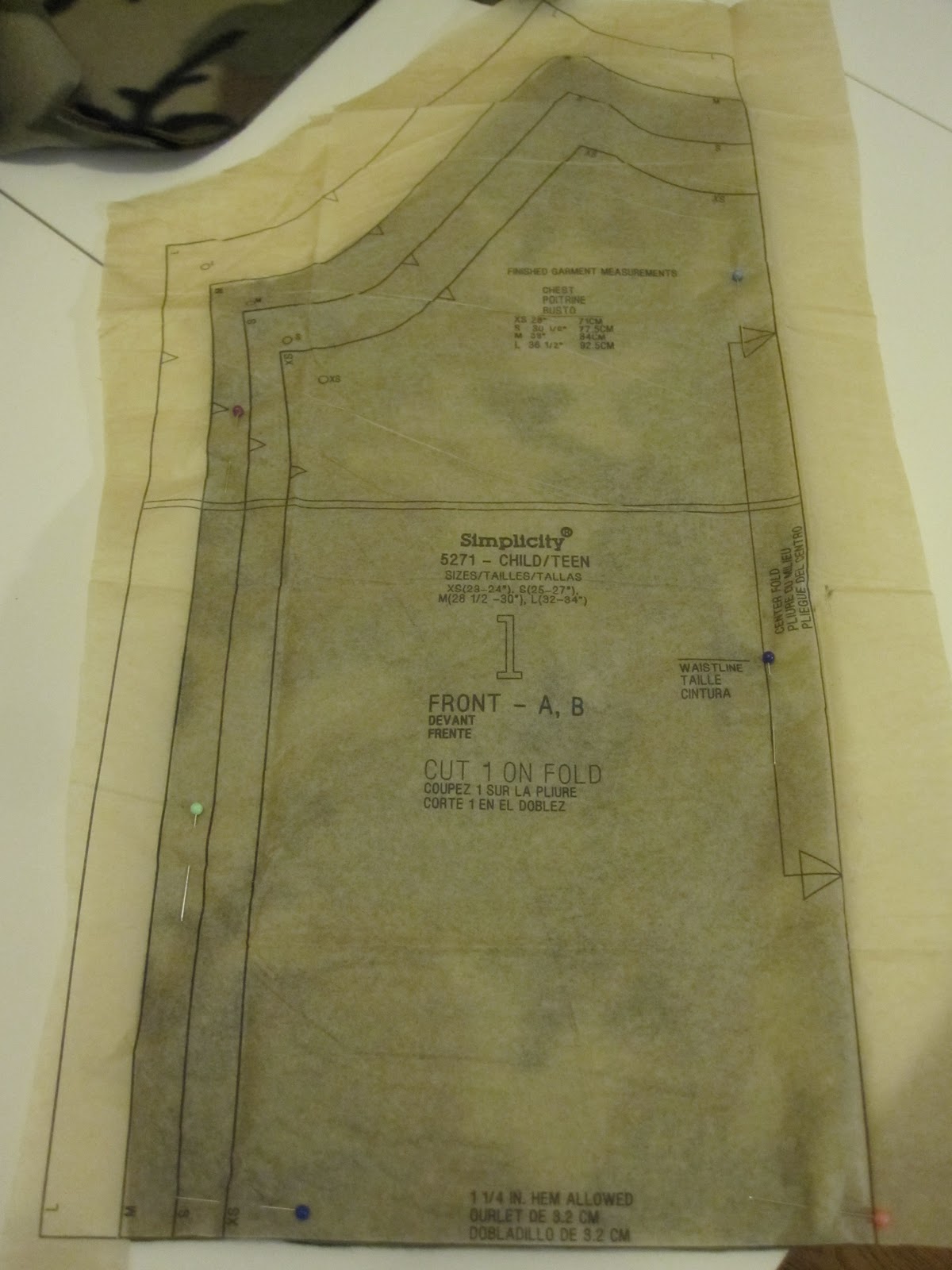 Becky's Blabber How to cut different sizes from one sewing pattern