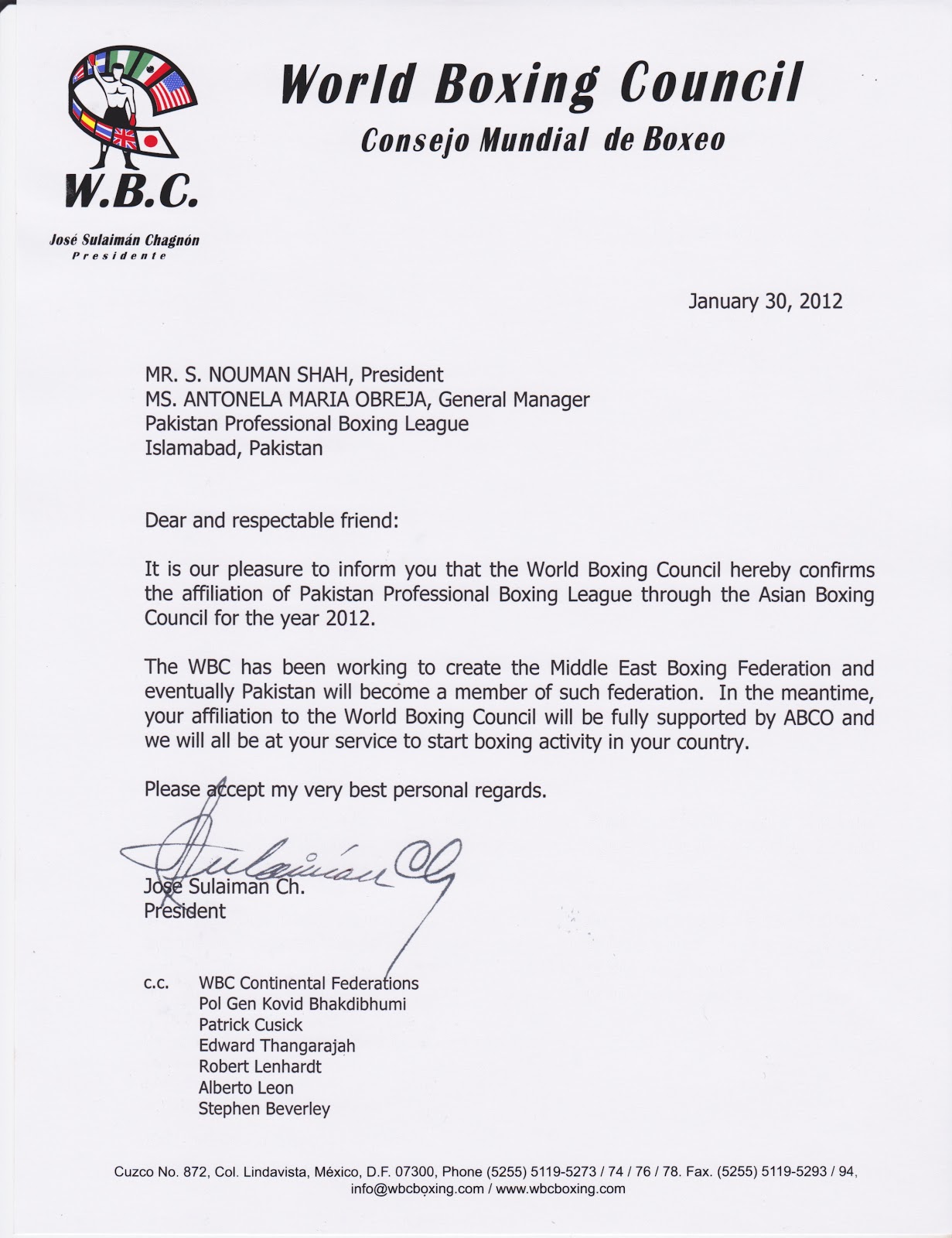 License for Professional Boxing Gets issued to Pakistan Pakistan