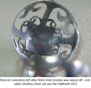image shows positive sterling silver test result on genuine harmony ball