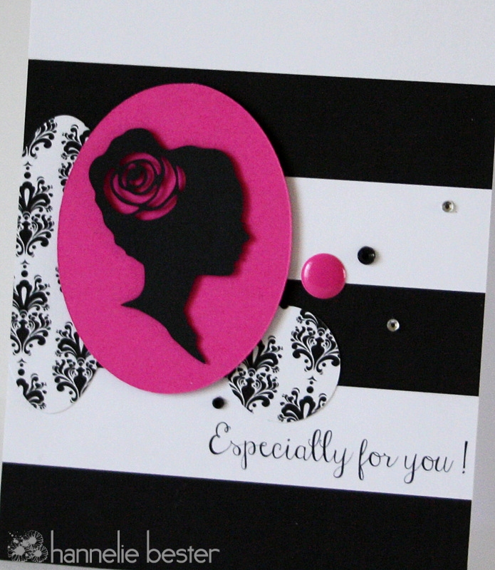 black and white and splash of magenta silhouette card