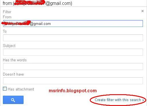 filter messages by email id in gmail